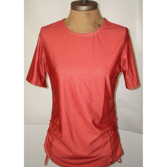 New Womens S Catarina Swim Surf Top Sun UPF 50 Prana Brown Orange Stripe Beach - Picture 2 of 8